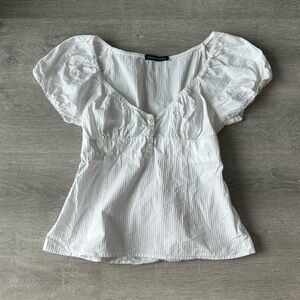 Brandy Melville Blair Top White Puff Sleeve Blouse